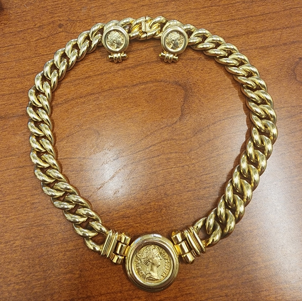 Gold-Tone Women's Coin Detail Chain Necklace